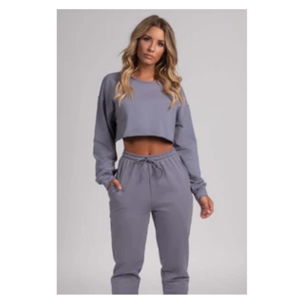 COPY - NWT Meshki Cropped Grey/Blue Jumper